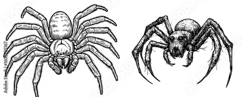 Modern conversion of a hand drawn illustration depicting a spider