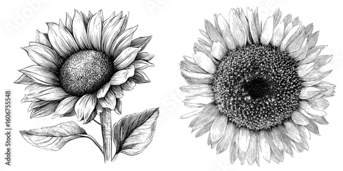 A sunflower outline that was hand drawn and converted to modern style
