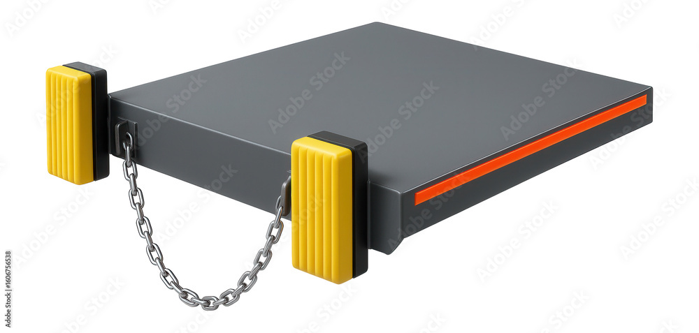 Obraz premium Heavy-duty loading dock with integrated forklift bumpers and safety chains