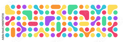 Colorful abstract organic shape and blob pattern. Design for children or playful background. Geometric metaball, packaging, ads, branding, banner, label, poster, print.