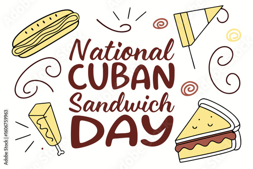 NATIONAL CUBAN SANDWICH DAY vector illustration
