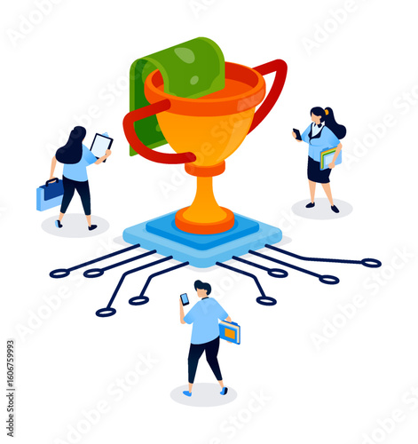 Financial Systems That Generate Rewards in Banking and Investment for Customer Engagement. Creative Illustration for Website, Landing Page, Mobile Apps, Startup Flyer, Banner, and Ads Design