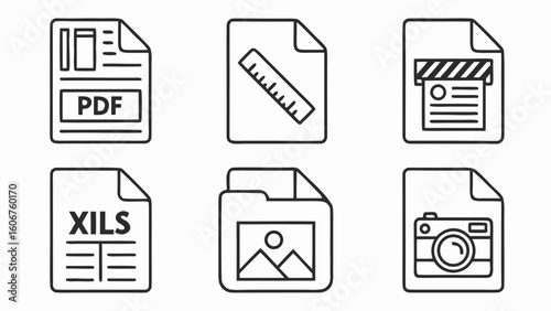 File Types Icon Set – Vector Icons Representing Document Formats and Digital Extensions