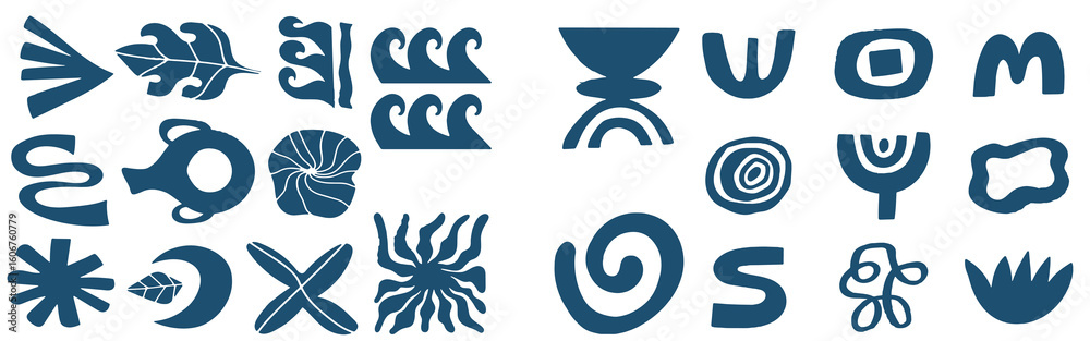 Set of abstract trendy groovy botanical illustration with nostalgic 70s vibe. Modern style flowers and wavy shapes good for a poster, cover or social media Set of abstract trendy groovy botanical illustration with nostalgic 70s vibe. Modern style flowers and wavy shapes good for a poster, cover or social media