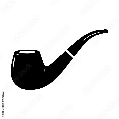 Classic smoking pipe silhouette icon vector flat illustration on white background.