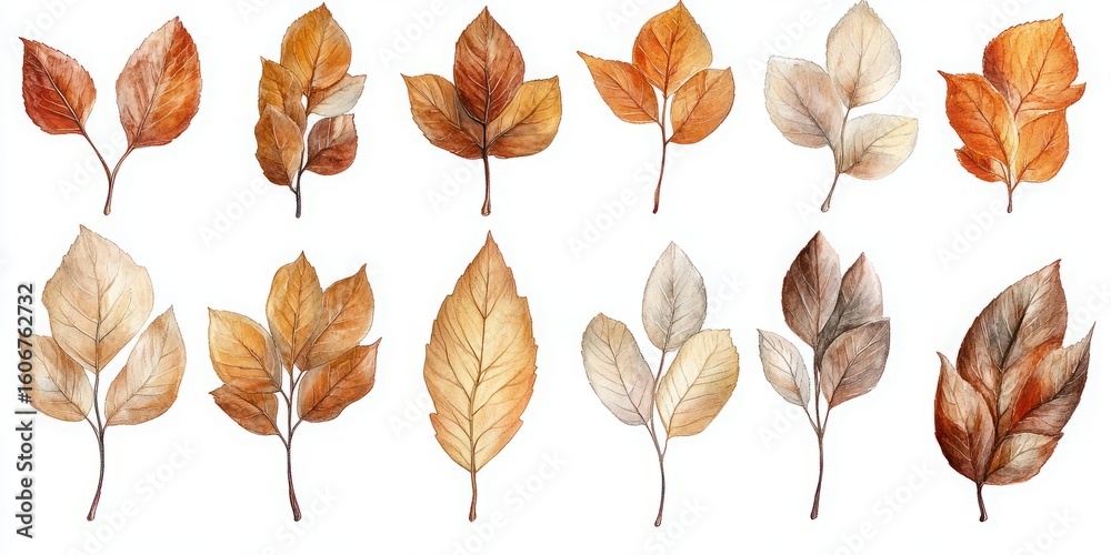 Fototapeta premium A Collection of Autumn Leaves in Various Shades of Orange, Brown, and Gold for Artistic and Creative Projects