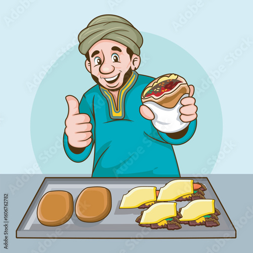 A man sells street food in Morocco