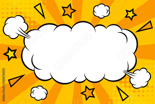 アメコミデザインの長いふきだしフレーム背景