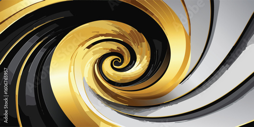Abstract spiral vortex. Abstract Gold and Black Spiral Texture Background