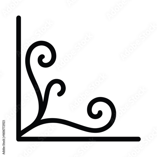 Ornate Ironwork Corner Element: A decorative wrought iron flourish with elegant curves.
