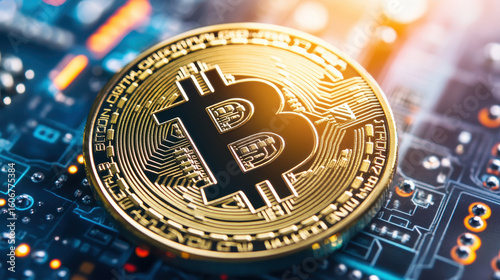 Bitcoin and Cryptocurrency – Modern Digital Finance and Blockchain Technology. AI generative.