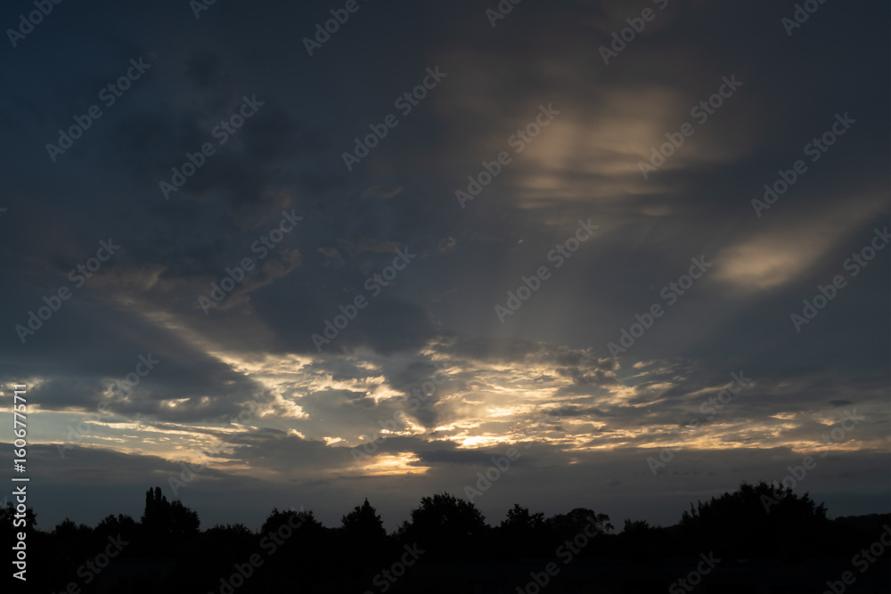Fototapeta premium Beautiful Sunset over the Dark Forest