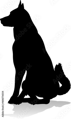A detailed animal silhouette of a pet dog
