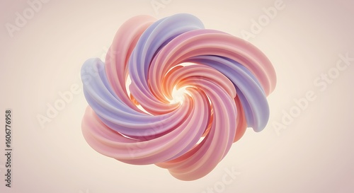 Abstract swirling shapes of pastel pink and lavender, radiating outward from a central point.