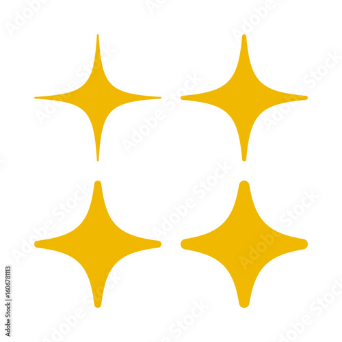 Rounded Four Point Gold Star Icons