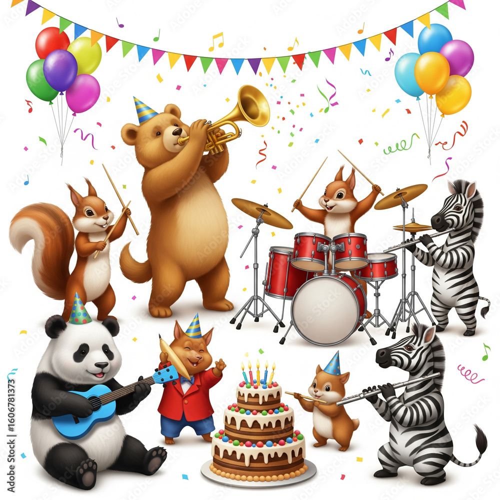 Obraz premium happy birthday card with clown