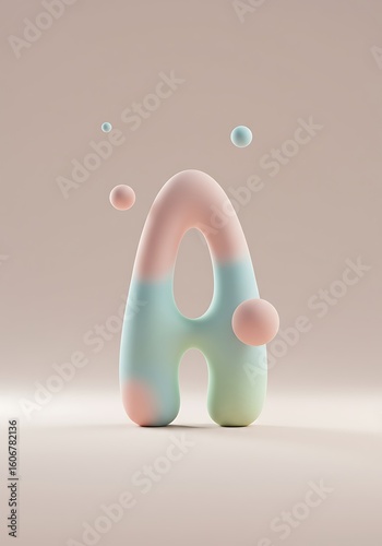 A pastel-colored, stylized letter 