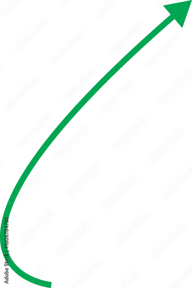 Green arrow curving upwards against a black background symbolizing growth Green arrow curving upwards against a black background symbolizing growth
