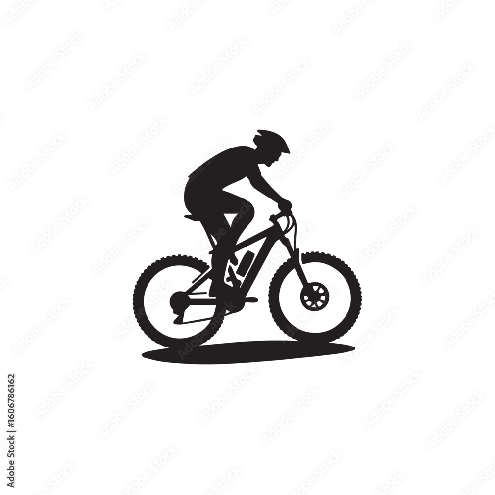 Naklejka premium Biking silhouette black and white vector icon