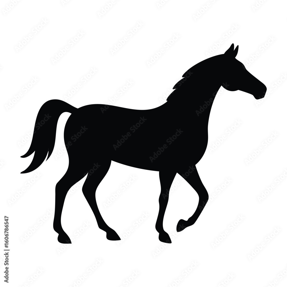 Fototapeta premium Black silhouette of a horse in motion