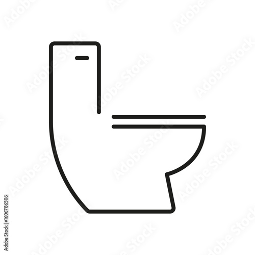 Toilet Line Icon. Bathroom Fixture, Sanitation, And Hygiene Outline Symbol. Restroom Equipment, Plumbing, And Cleanliness Concept. Editable Stroke. Isolated Vector Illustration