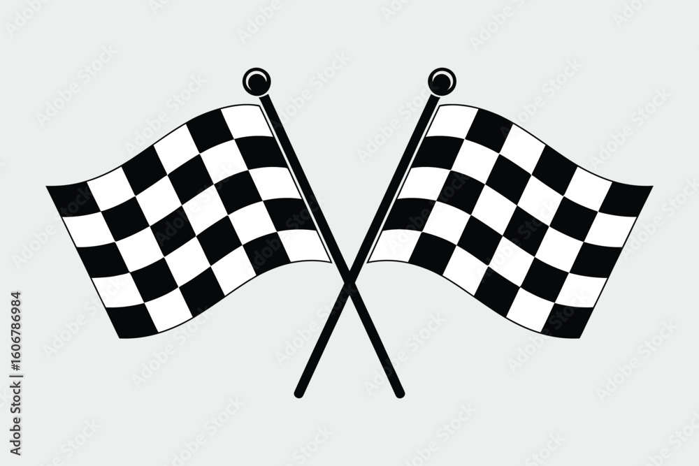 Fototapeta premium Crossed checkered flag racing flag car racing finish line flag eps vector file