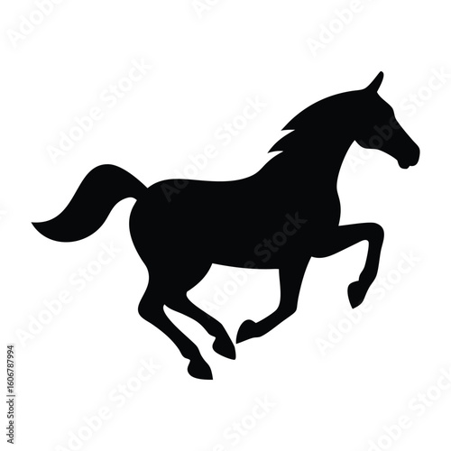 Black silhouette of a horse in full gallop