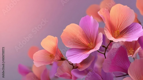 Rugosa rose echo in floral tempo concept. Vibrant pink and orange flowers create a serene, colorful scene.