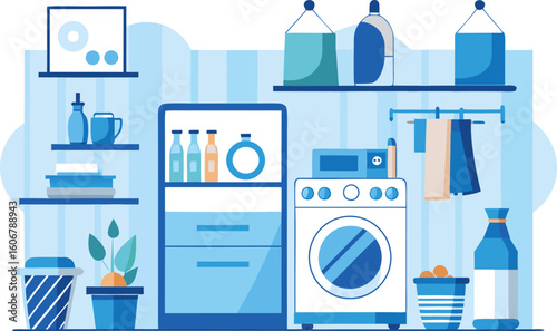 Laundry Room Interior Vector
