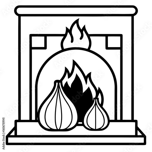 Cozy Fireplace with Garland