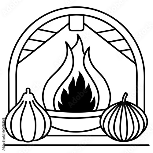 Cozy Fireplace with Garland