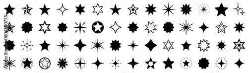 Stars set black icons. Stars collection. Creative flat north star logo collection. Shine icon. Sparkle star icons. Modern simple stars. Vector illustration