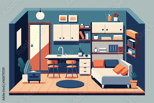 Studio Apartment Interior Vector