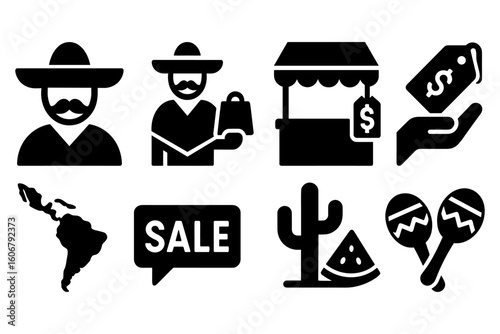 Latin american culture icons: market, music, and traditions