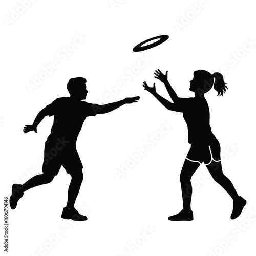 Silhouettes Playing Frisbee - Outdoor Fun, Sport & Recreation