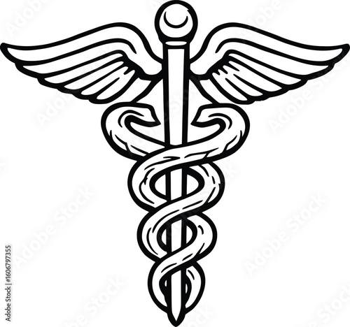 Caduceus medical symbol vector illustration for healthcare and medicine related design projects use 100