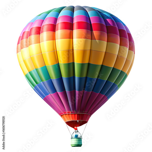 Vibrant Rainbow Hot Air Balloon Ascending
