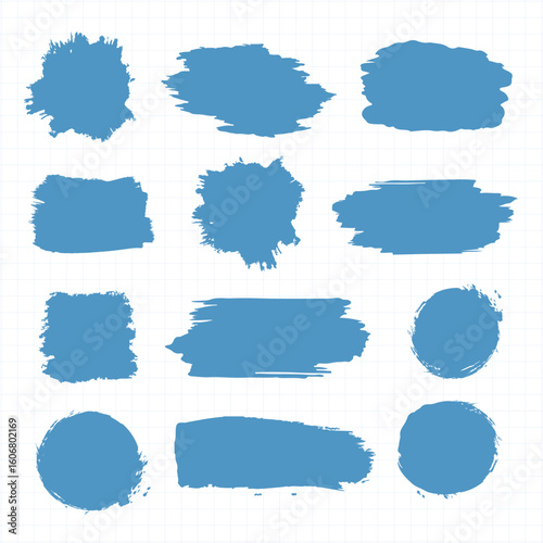 Set creative brush strokes on white background. Brush Stock on isolated background. Abstract brush stroke on white background with colorful oil paint.