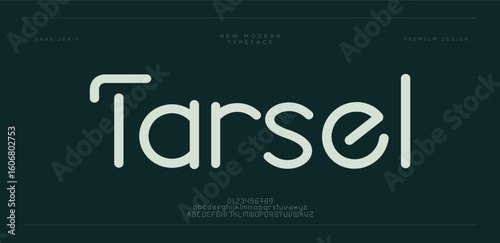 Tarsel display unique and futuristic alphabet font vector set