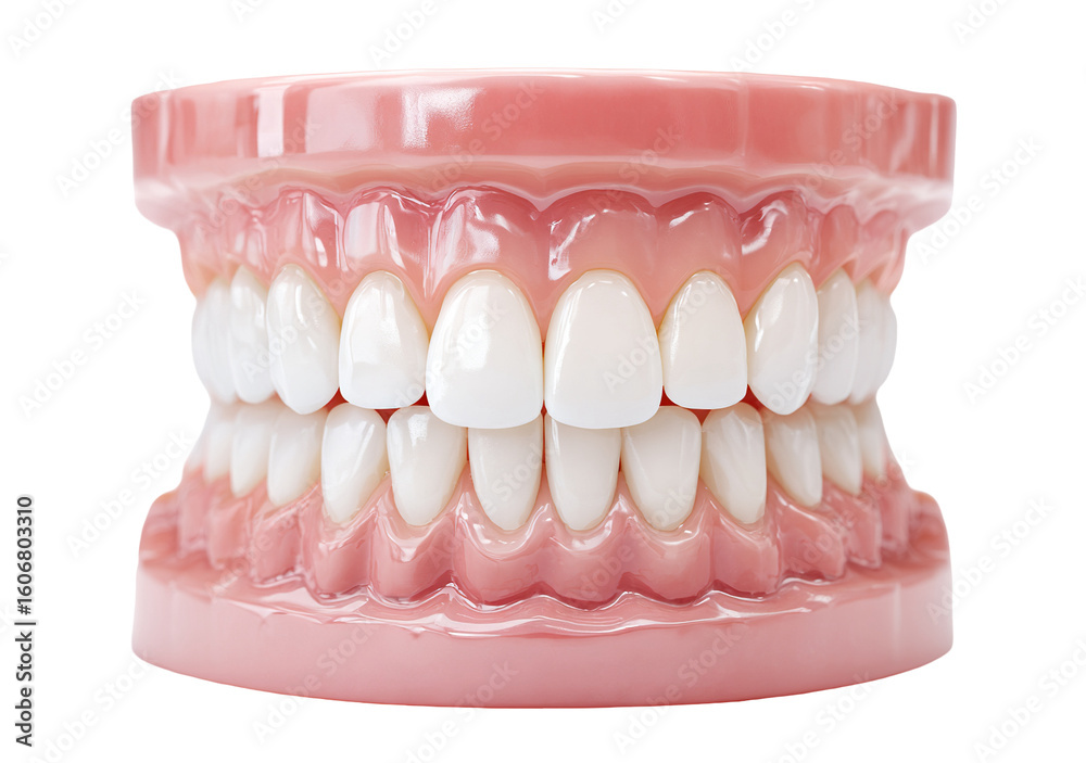 Obraz premium Dental jaw model with healthy white teeth, isolated on transparent cutout background
