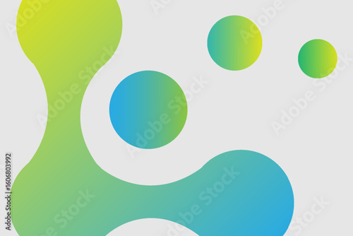 Green metaball abstract geometric shape. Connected liquid molecules figures. Morphing vector design element for banner, collage, logo.