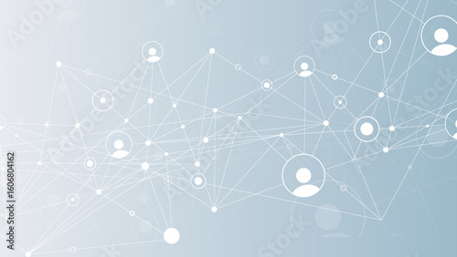 Network background. Connections with points, lines, and people icons. Vector technology background