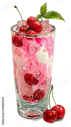 Wallpaper Mural Refreshing cherry cocktail with ice and vibrant color. Torontodigital.ca