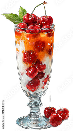 Wallpaper Mural Refreshing cherry parfait in a glass, a delightful summer treat. Torontodigital.ca
