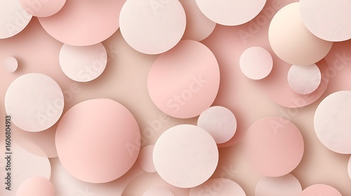 Pastel pink and white circles overlapping creating a soft and dreamy abstract background design