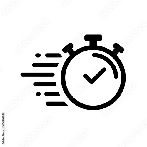 Fast delivery icon showing speed and efficiency for quick service with a checkmark, satisfaction