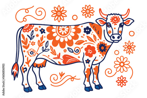 cow on a white background