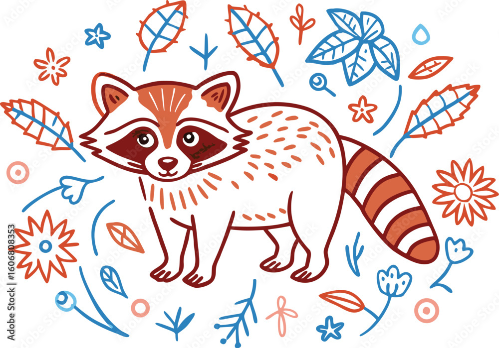 Obraz premium Beautiful Raccoon with white background