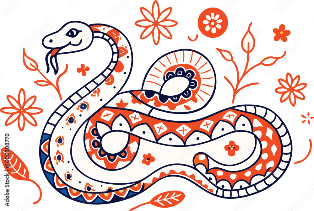 Obraz premium Beautiful Snake with white background