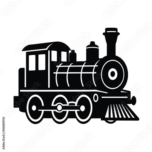 Silhouette of a classic steam train engine